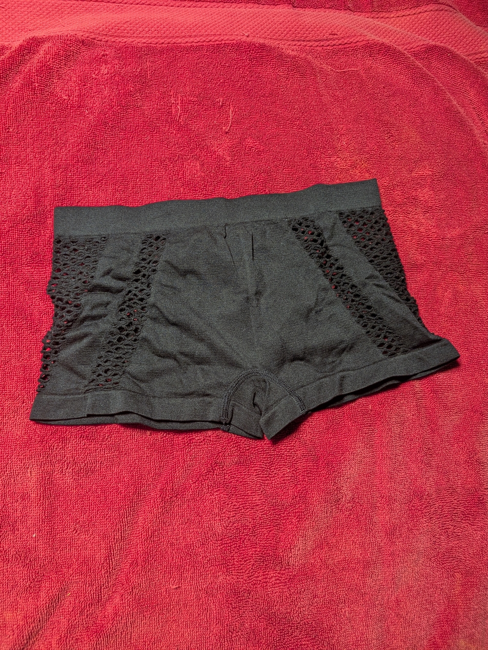 Women's Black Bike Shorts with Lace-Panel Sides